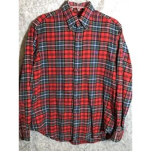 Ralph Lauren Shirt Men Medium Plaid Flannel Casual Western Career Casual